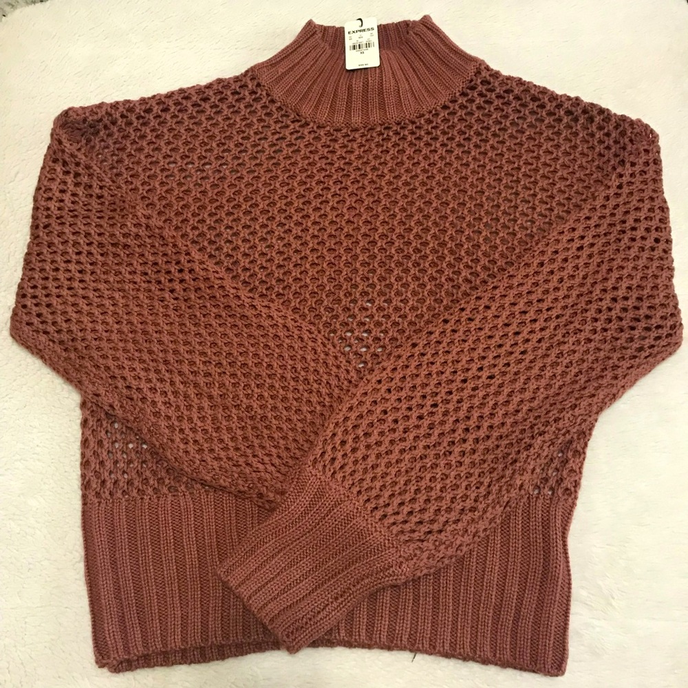 Express Open Knit Sweater Brown Rust